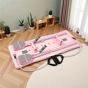 Pilates Board Multifunctional Abdominal Portable Home Core Trainer Pink Gym Set